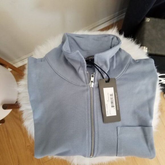 Slate and Stone Zip French Terry Sweatshirt, Light Blue, Size, Large, NWT - Picture 4 of 8